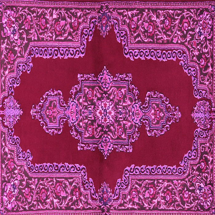 Square Machine Washable Medallion Pink Traditional Rug, wshtr2170pnk