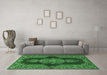 Machine Washable Medallion Emerald Green Traditional Area Rugs in a Living Room,, wshtr2170emgrn