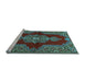 Sideview of Machine Washable Medallion Light Blue Traditional Rug, wshtr2170lblu