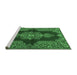 Sideview of Machine Washable Medallion Emerald Green Traditional Area Rugs, wshtr2170emgrn