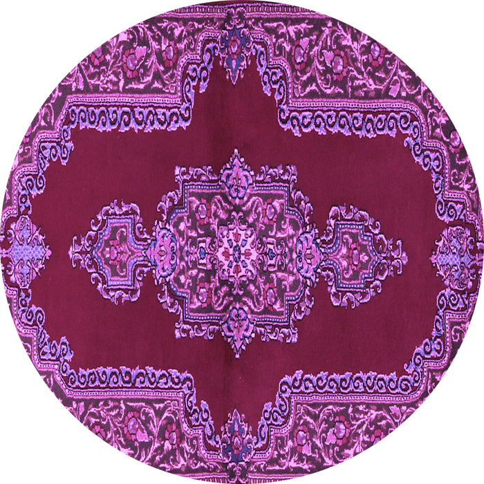 Round Medallion Purple Traditional Rug, tr2170pur