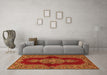 Machine Washable Medallion Orange Traditional Area Rugs in a Living Room, wshtr2170org