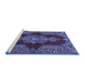 Sideview of Machine Washable Medallion Blue Traditional Rug, wshtr2170blu