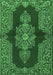 Machine Washable Medallion Emerald Green Traditional Area Rugs, wshtr2170emgrn