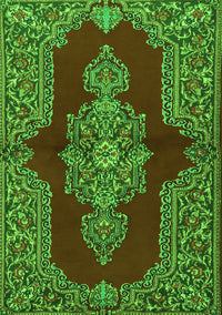 Medallion Green Traditional Rug, tr2170grn