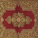 Square Machine Washable Medallion Brown Traditional Rug, wshtr2170brn