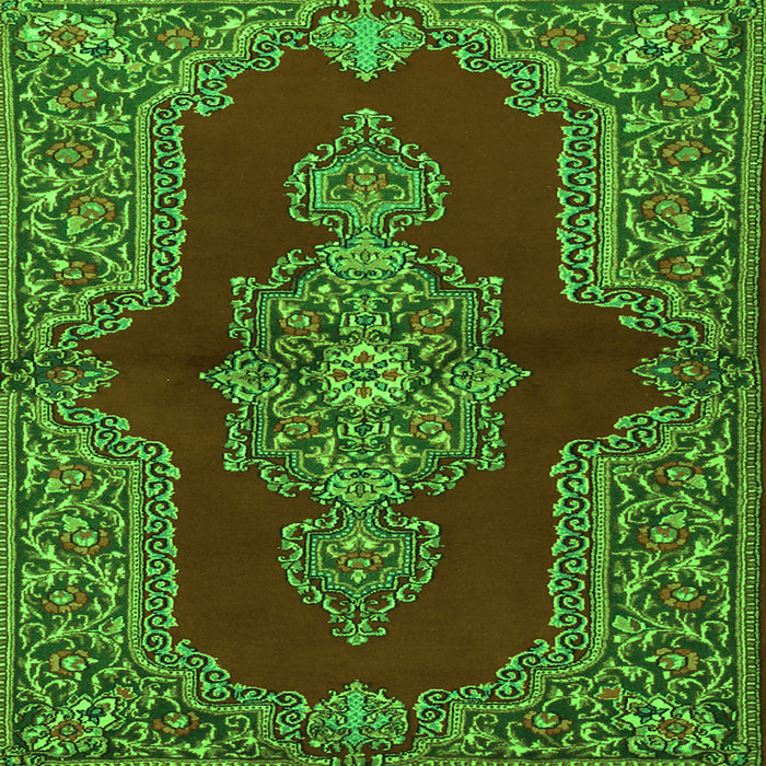 Serging Thickness of Medallion Green Traditional Rug, tr2170grn