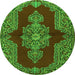 Machine Washable Medallion Green Traditional Area Rugs, wshtr2170grn