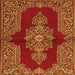 Serging Thickness of Medallion Orange Traditional Rug, tr2170org