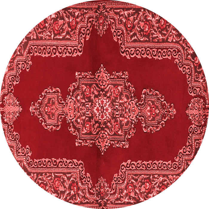 Machine Washable Medallion Red Traditional Rug, wshtr2170red