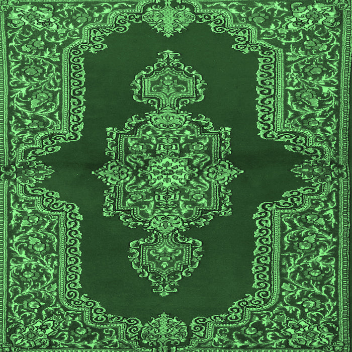 Square Medallion Emerald Green Traditional Rug, tr2170emgrn