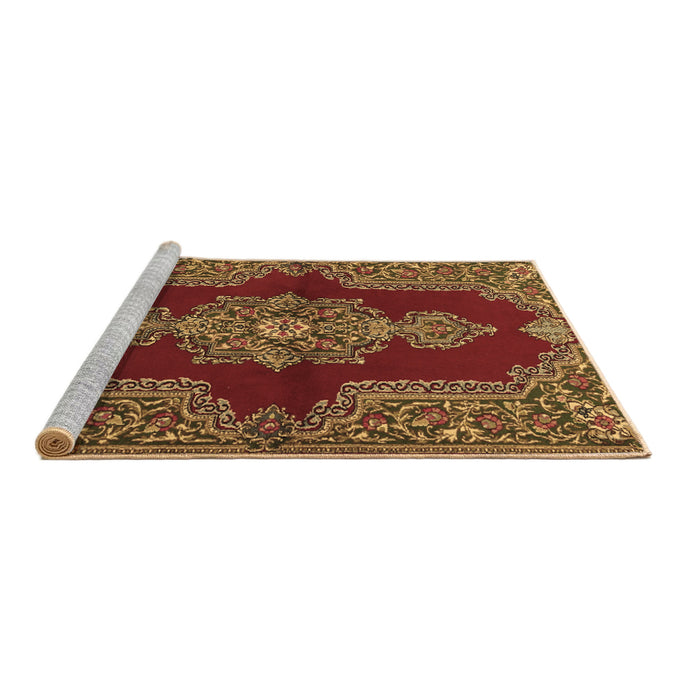 Sideview of Machine Washable Medallion Brown Traditional Rug, wshtr2170brn