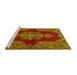 Sideview of Machine Washable Medallion Yellow Traditional Rug, wshtr2170yw