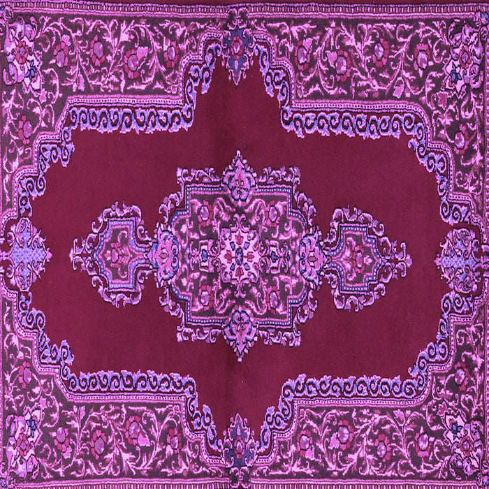 Square Machine Washable Medallion Purple Traditional Area Rugs, wshtr2170pur