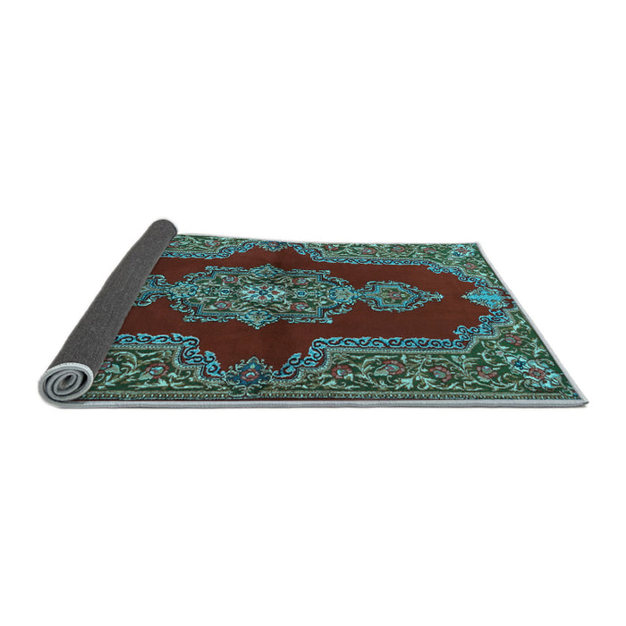 Sideview of Medallion Light Blue Traditional Rug, tr2170lblu