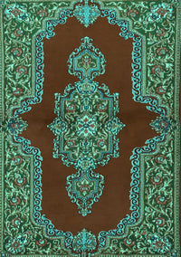 Medallion Turquoise Traditional Rug, tr2170turq