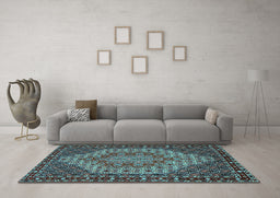 Machine Washable Persian Light Blue Traditional Rug in a Living Room, wshtr2171lblu