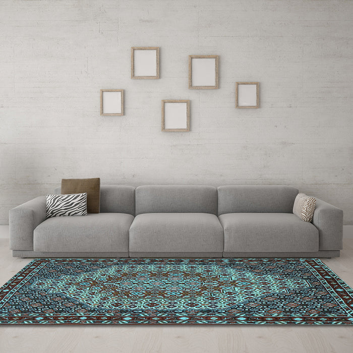 Machine Washable Persian Light Blue Traditional Rug in a Living Room, wshtr2171lblu