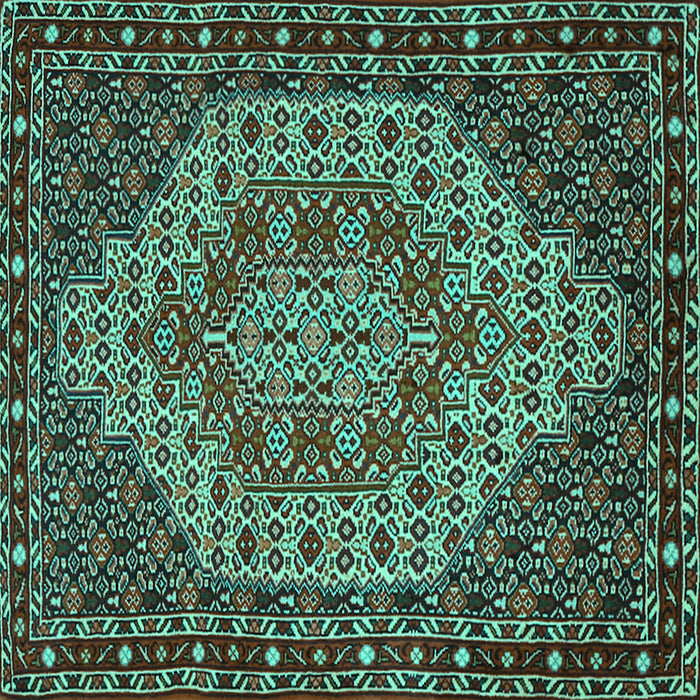 Square Machine Washable Persian Turquoise Traditional Area Rugs, wshtr2171turq