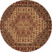 Round Machine Washable Persian Brown Traditional Rug, wshtr2171brn