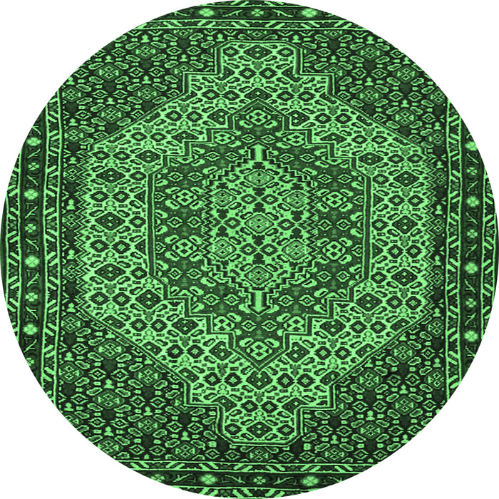 Round Persian Emerald Green Traditional Rug, tr2171emgrn