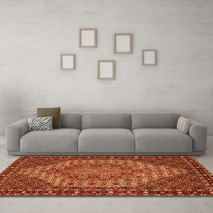 Machine Washable Persian Orange Traditional Area Rugs in a Living Room, wshtr2171org