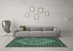 Machine Washable Persian Turquoise Traditional Area Rugs in a Living Room,, wshtr2171turq