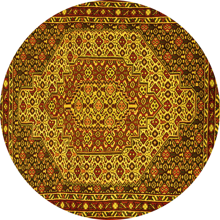 Round Machine Washable Persian Yellow Traditional Rug, wshtr2171yw