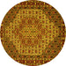 Round Machine Washable Persian Yellow Traditional Rug, wshtr2171yw