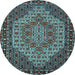 Round Persian Light Blue Traditional Rug, tr2171lblu