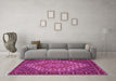 Machine Washable Persian Pink Traditional Rug in a Living Room, wshtr2171pnk