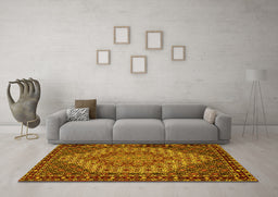Machine Washable Persian Yellow Traditional Rug in a Living Room, wshtr2171yw