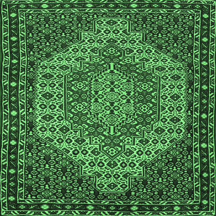 Square Machine Washable Persian Emerald Green Traditional Area Rugs, wshtr2171emgrn