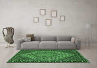 Machine Washable Persian Emerald Green Traditional Rug, wshtr2171emgrn