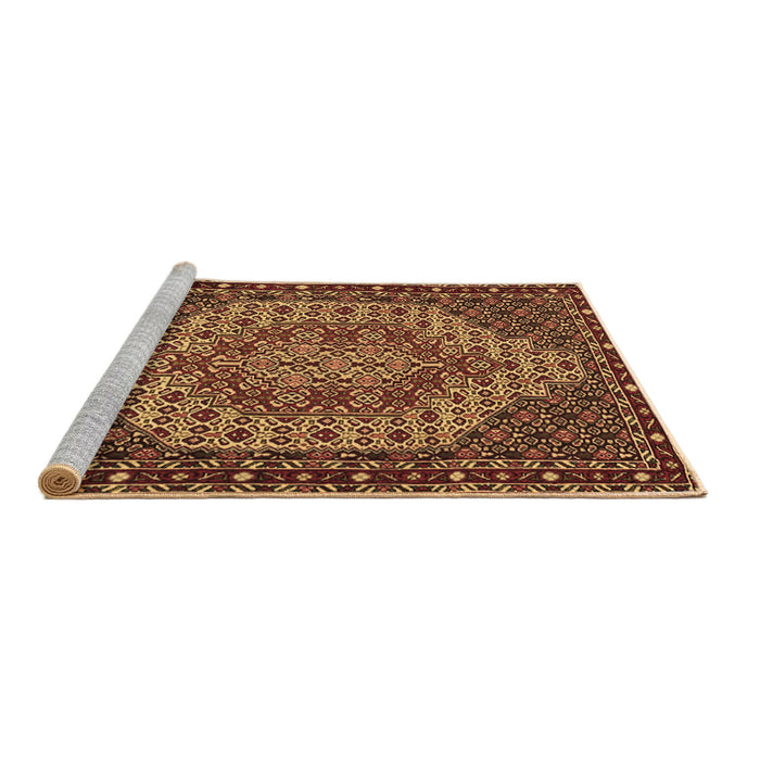 Sideview of Machine Washable Persian Brown Traditional Rug, wshtr2171brn