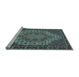 Sideview of Machine Washable Persian Light Blue Traditional Rug, wshtr2171lblu