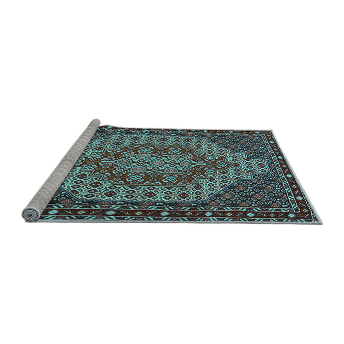 Sideview of Machine Washable Persian Light Blue Traditional Rug, wshtr2171lblu