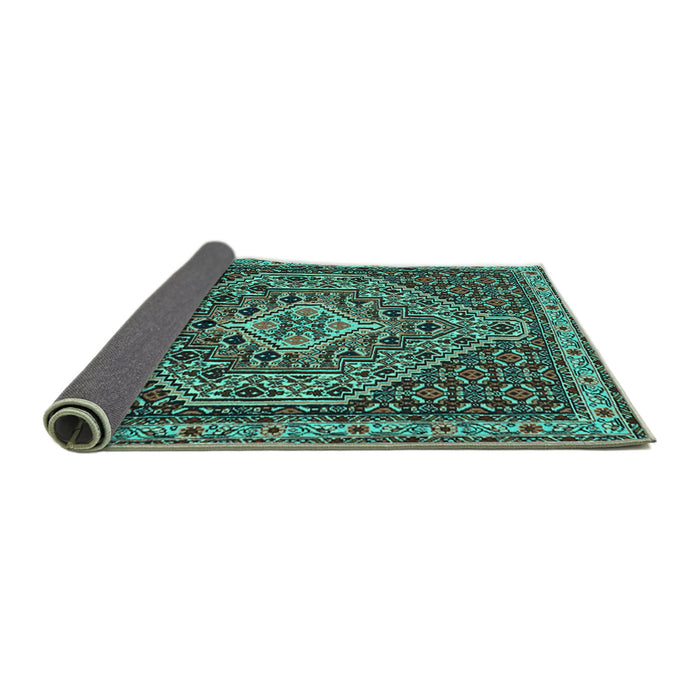 Sideview of Persian Turquoise Traditional Rug, tr2172turq