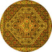 Round Machine Washable Persian Yellow Traditional Rug, wshtr2172yw