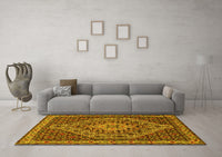 Machine Washable Persian Yellow Traditional Rug, wshtr2172yw