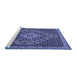 Sideview of Machine Washable Persian Blue Traditional Rug, wshtr2172blu