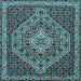 Square Machine Washable Persian Light Blue Traditional Rug, wshtr2172lblu