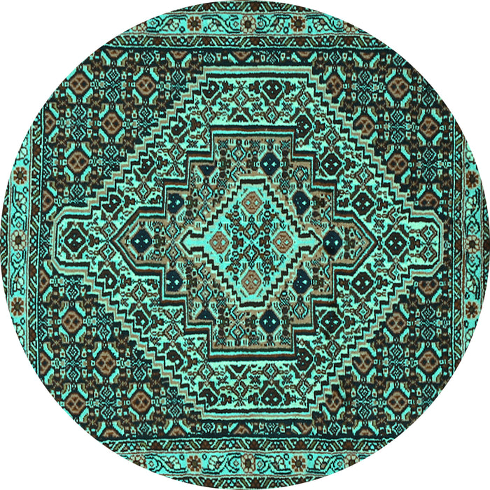 Round Persian Turquoise Traditional Rug, tr2172turq