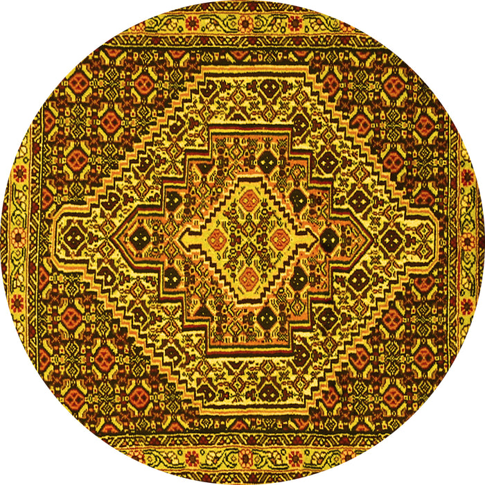Round Persian Yellow Traditional Rug, tr2172yw