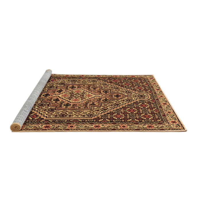 Sideview of Machine Washable Persian Brown Traditional Rug, wshtr2172brn