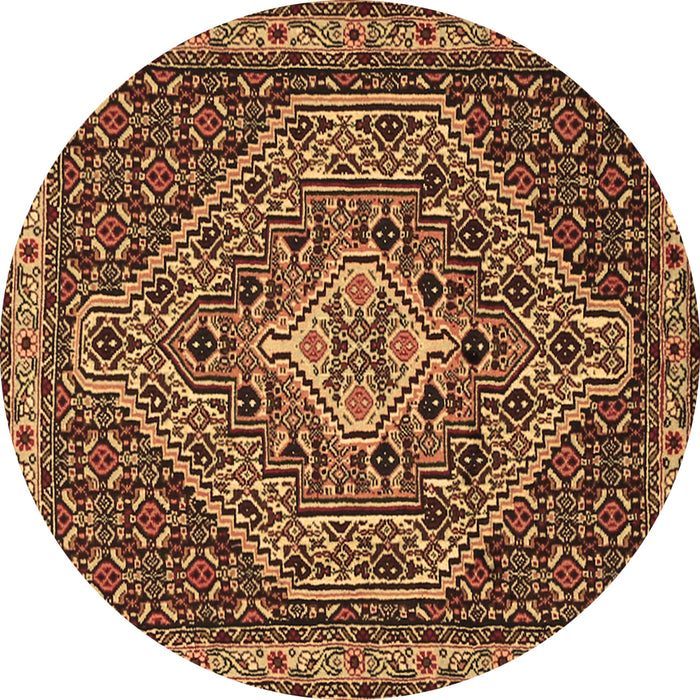 Round Persian Brown Traditional Rug, tr2172brn