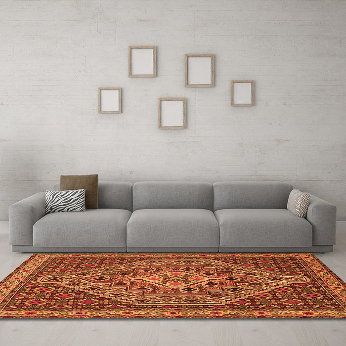 Machine Washable Persian Orange Traditional Area Rugs in a Living Room, wshtr2172org