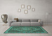 Machine Washable Persian Turquoise Traditional Area Rugs in a Living Room,, wshtr2172turq