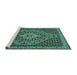 Sideview of Machine Washable Persian Turquoise Traditional Area Rugs, wshtr2172turq