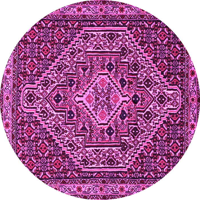 Round Machine Washable Persian Pink Traditional Rug, wshtr2172pnk